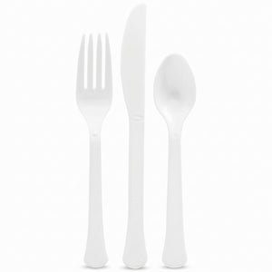 Frosty White Plastic Cutlery Assortment - 7.5 in.