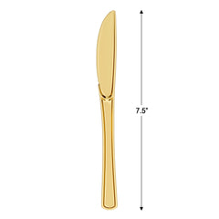Exquisite Classic Gold Plastic Knives - 9 in. | 120 Count