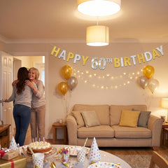 Prismatic 60th Birthday Celebration Banner - Gold & Silver