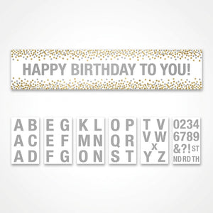 Customizable Gold & Silver Confetti Dot Banner
