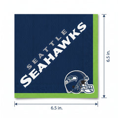 Seattle Seahawks NFL Lunch Napkins - 6.5 In. x 6.5 In. - 36 Pack