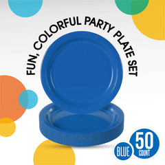 7 In. Dark Blue Paper Plates - 50 Ct.
