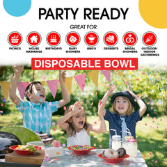 12 Oz. Red Plastic Bowls | 50 Count