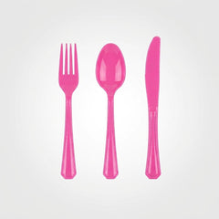 Pink Assorted Plastic Cutlery Set - 7.5 in. - 24 Pack