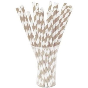 Silver Striped Paper Straws | 7.75 in. | 100 Count