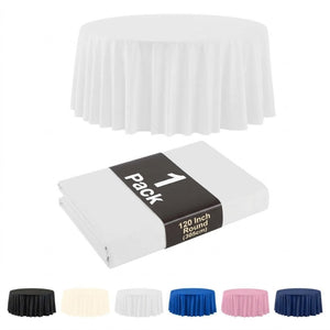 120 in. Premium Round White Plastic Table Cover