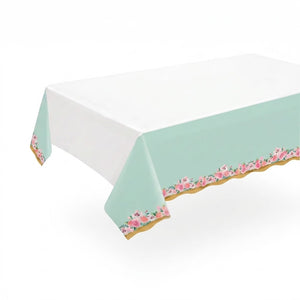 Elegant Mint Floral Wedding Plastic Table Cover