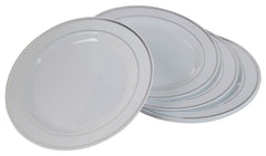 10.25 In. White/ Silver Line Design Plates | 10 Count