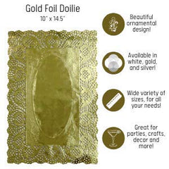 10 In. X 14.5 In. Gold Foil Doilies | 4 Count