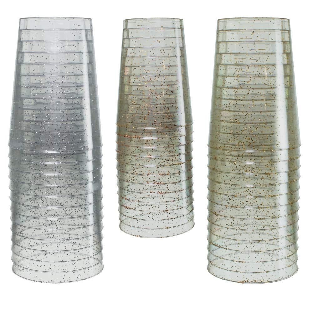 10 Oz. Silver Sparkle Plastic Tumblers | 20 Count