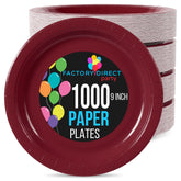 9 In. Burgundy Paper Plates | Case of 1000