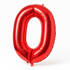 Large Red Number "0" Metallic Foil Balloon