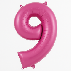Bright Pink Number 9 Foil Balloon