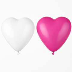 12" Heart-Shaped Pink and White Latex Balloons