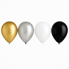 Luxe 5" Latex Balloon Assortment - Gold, Silver, White, Black (25 Pack)