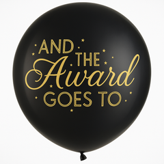"And The Award Goes To" Jumbo Latex Balloon - Black/Gold, 24-Inch