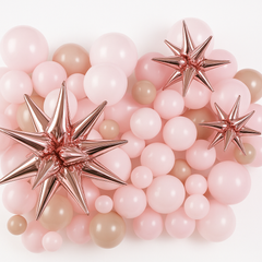 Elegant Rose Gold Starburst Balloon Clusters