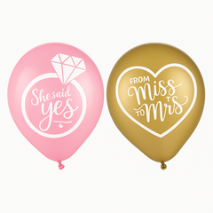 Mint To Be Wedding Balloons, Pink & Gold, 12-Inch, 15-Pack