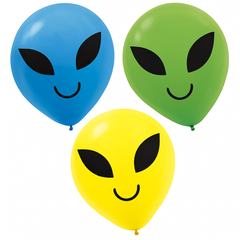 Blast Off Alien Latex Balloons - 12 Inch, 15 Pack
