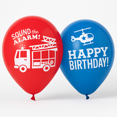 First Responders Latex Birthday Balloons - Red & Blue, 12-Inch, 6-Pack