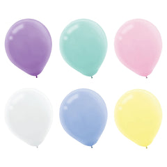 12" Pastel Assorted Latex Balloons - 15 Count