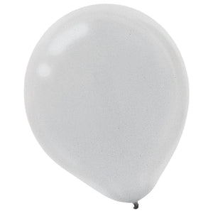 Pearl Silver Latex Balloons - 12 In. | 15 Count