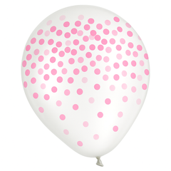 Pink Confetti Latex Balloons - Pack of 6