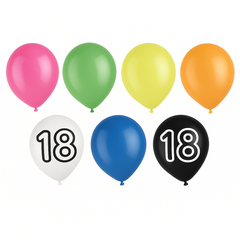 Vibrant Neon 18th Birthday Latex Balloons