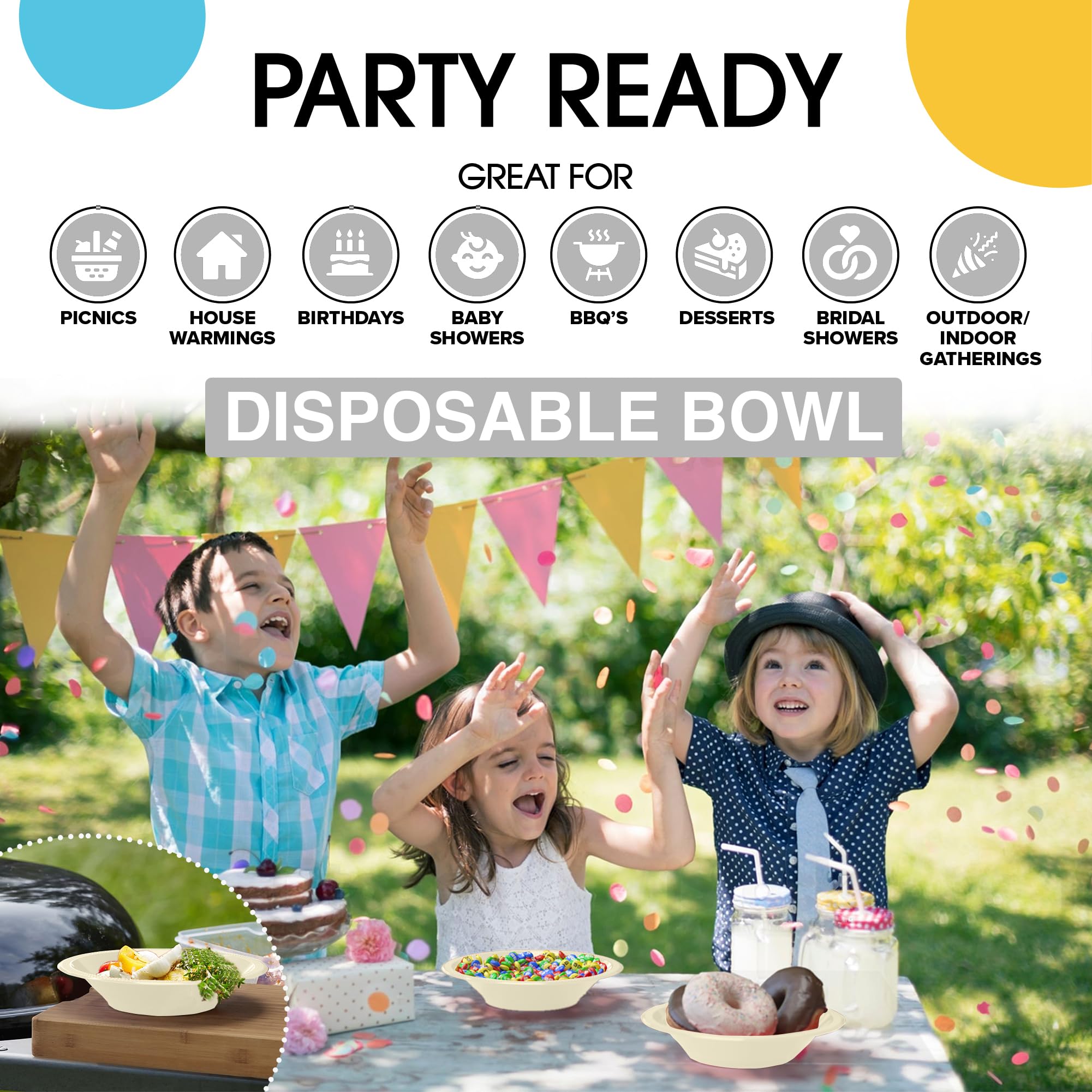 12 Oz. Ivory Plastic Bowls | 50 Count