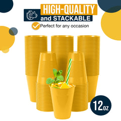 12 Oz. Yellow Plastic Cups | Case of 600
