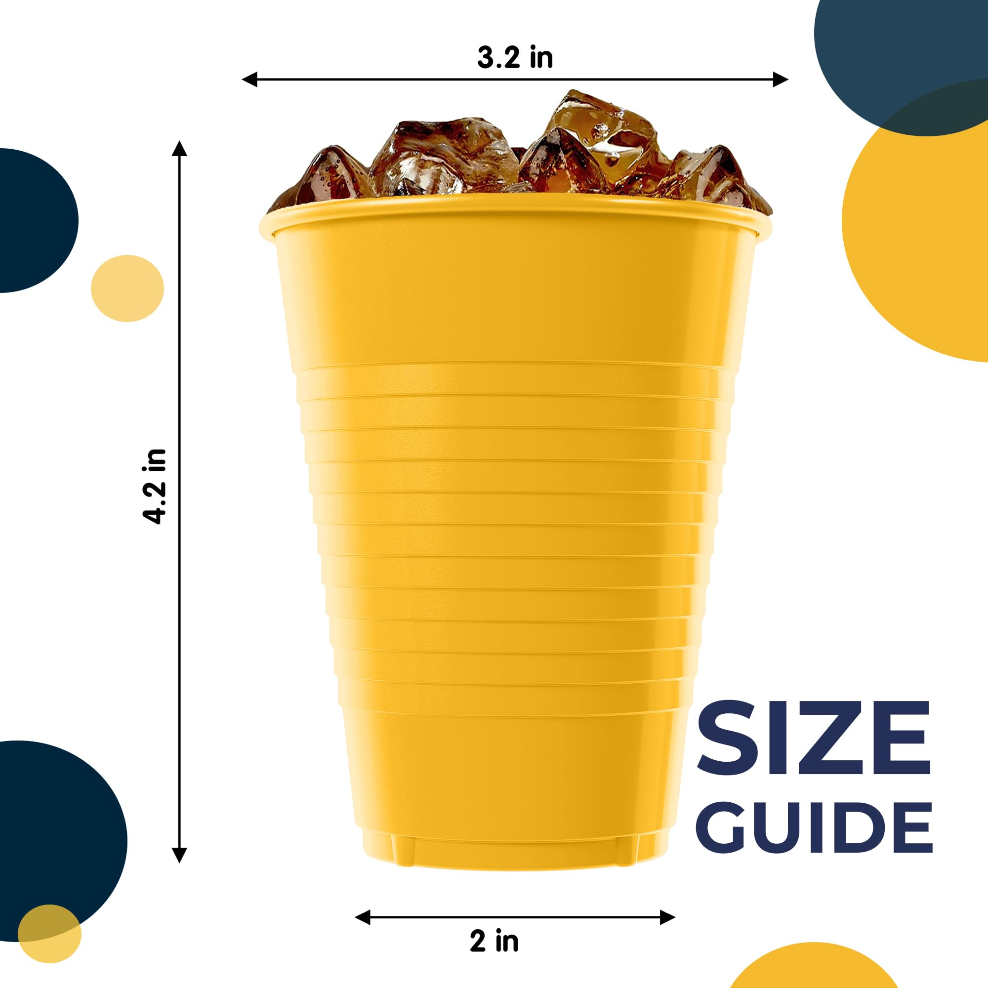 12 Oz. Yellow Plastic Cups | 50 Count