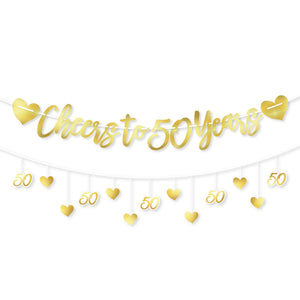 Elegant Gold "Cheers to 50 Years" Anniversary Banner Kit