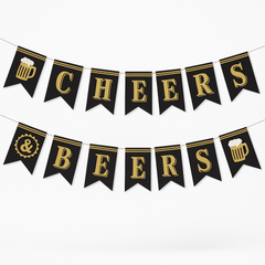"Cheers & Beers" Birthday Pennant Banner Set