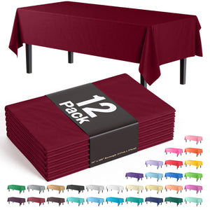 Burgundy Plastic Table Covers | 12 Pack - 54 in. x 108 in.