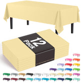 Premium Light Yellow Plastic Table Covers | 12 Pack - 54 In. x 108 In.