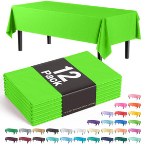 Premium Lime Green Plastic Table Covers | 12 Pack - 54 In. x 108 In.