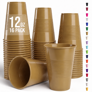 12 Oz. Gold Plastic Cups | 16 Count
