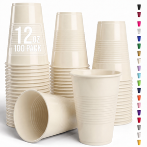 12 Oz. Ivory Plastic Cups | 100 Count
