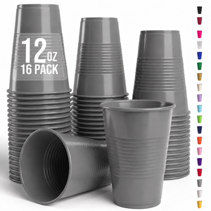 12 Oz. Silver Plastic Cups | 16 Count