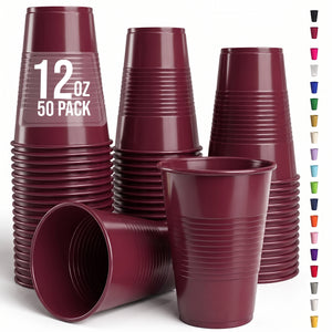 12 Oz. Burgundy Plastic Cups | 50 Count