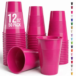 12 Oz. Cerise Plastic Cups | 50 Count