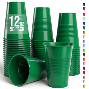 12 Oz. Emerald Green Plastic Cups | 50 Count