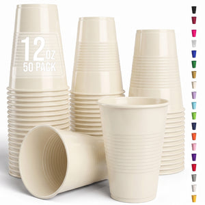 12 Oz. Ivory Plastic Cups | 50 Count