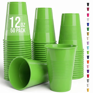 12 Oz. Lime Green Plastic Cups | 50 Count