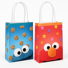Sesame Street Elmo & Cookie Monster Create Your Own Kraft Gift Bags - 8 Pack