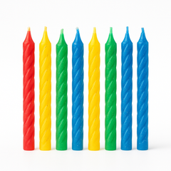 Large Glitter Spiral Birthday Candles - Primary Colors