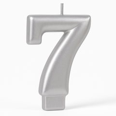 Silver Metallic Number 7 Birthday Candle