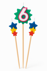 Star Birthday Toothpick Candle Set - Number 6