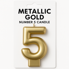 Metallic Gold Number 5 Candle