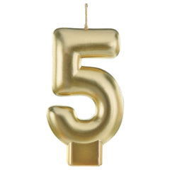 Metallic Gold Number 5 Molded Birthday Candle | 3.25 In.